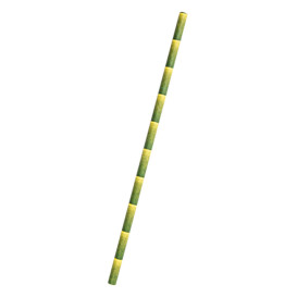 Pajita Recta de Papel Bambu Ø6mm 21cm (250 Uds)