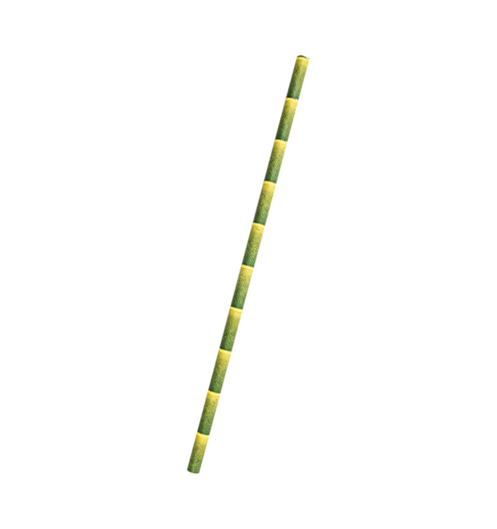 Pajita Recta de Papel Bambu Ø6mm 21cm (250 Uds)