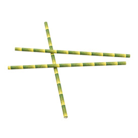 Pajita Recta de Papel Bambu Ø6mm 21cm (250 Uds)
