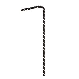 Pajita Flexible Papel Negra Ø6mm 23cm (250 Uds)