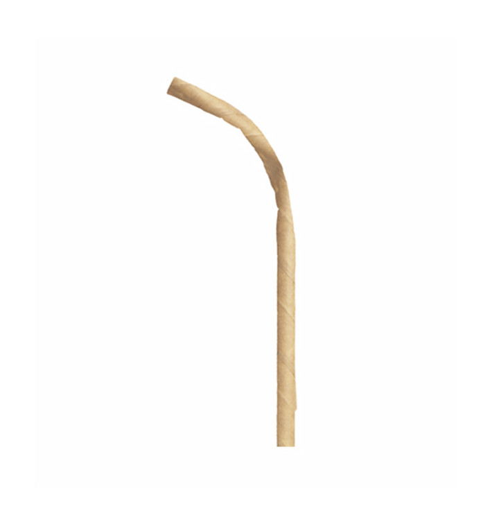 Pajita Flexible Papel Kraft Ø6mm 23cm (3.000 Uds)