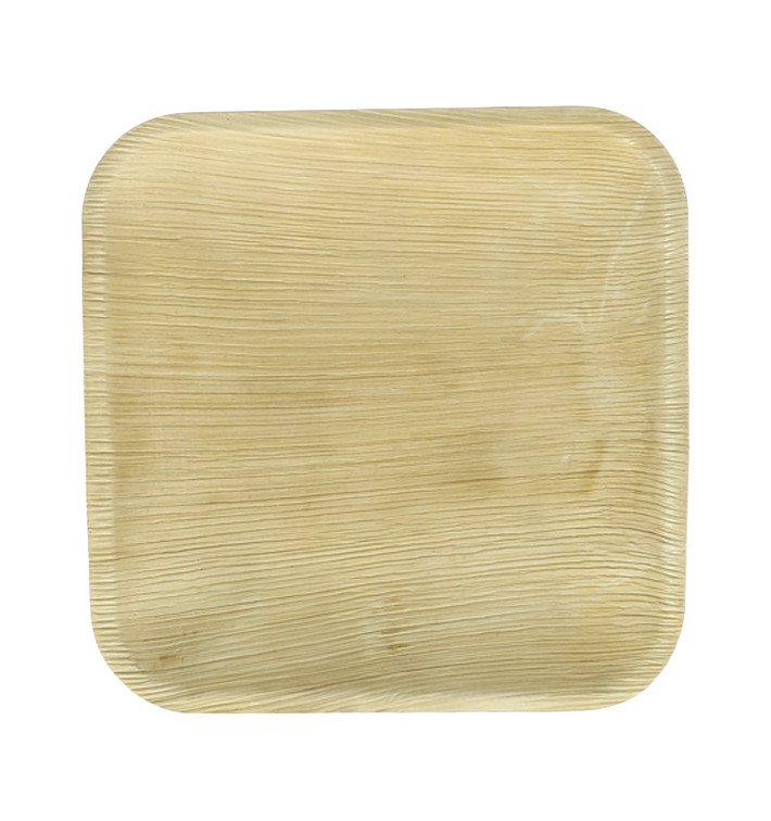 Plato Cuadrado Hoja de Palma 18x18cm (25 Uds)