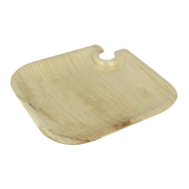 Plato de Hoja de Palma con Soporte 21x21x1,5cm (200 Uds)