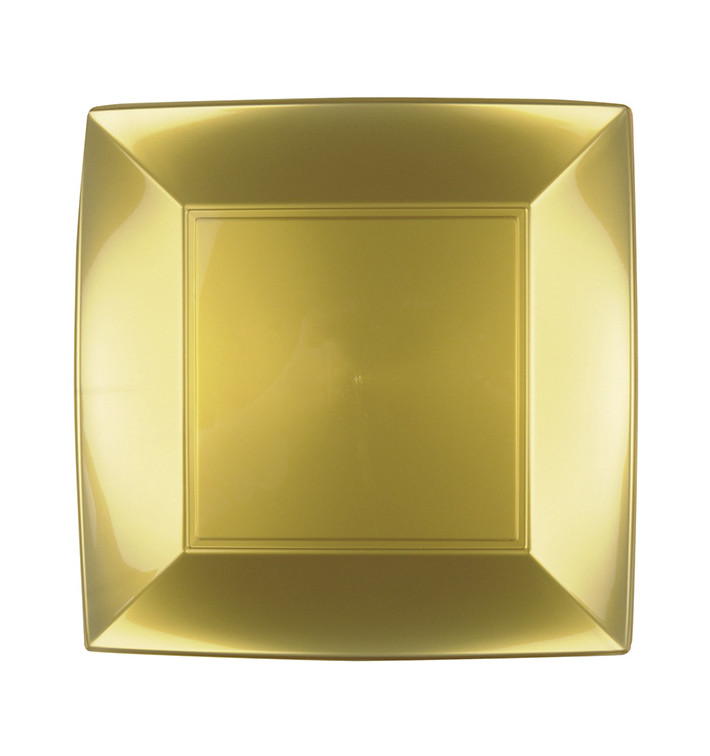 Plato Llano Reutilizable PP Oro Nice 23cm (12 Uds)