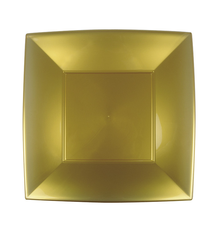 Plato Llano Reutilizable PP Oro Nice 29cm (144 Uds)