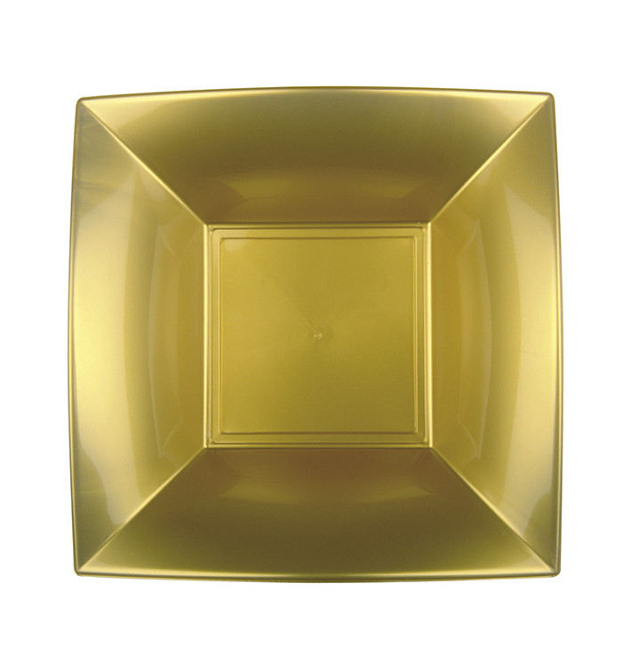 Plato Hondo Reutilizable PP Oro Nice 18cm (12 Uds)