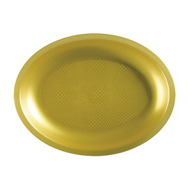 Bandeja Reutilizable PP Ovalada Round Oro 25,5x19cm (25 Uds)