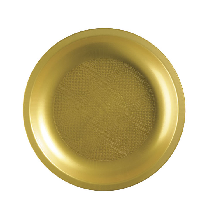 Plato Reutilizable PP Llano Oro Round Ø22cm (25 Uds)