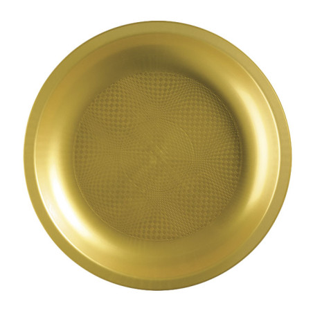 Plato Duro Reutilizable PP Llano Oro "Round" Ø22cm (25 Uds)