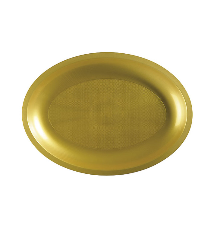 Bandeja Reutilizable PP Ovalada Round Oro 31,5x22cm (10 Uds)