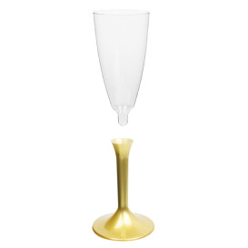 Copa Plastico Cava Pie Oro 120ml 2P (200 Uds)