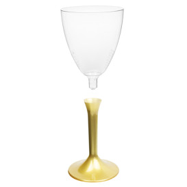 Copa Plastico Vino Pie Oro 180ml 2P (20 Uds)
