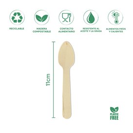 Mini Cuchara de Madera Eco 11cm (1.000 Uds)