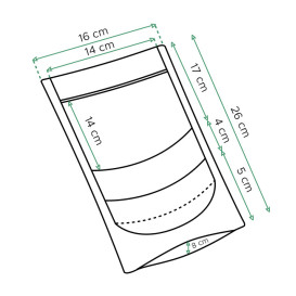 Bolsa Doypack Autocierre Zip y Ventana Blanco 16+8x26cm (50 Uds)