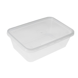 Tarrina Plástico Rectangular PP con Tapa 1.000ml (50 Uds)