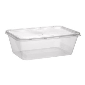 Tarrina Plástico Rectangular PP con Tapa 1.000ml (50 Uds)