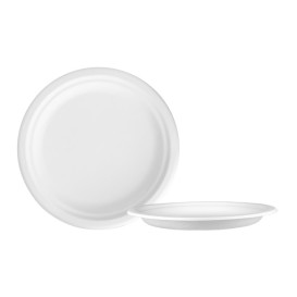 Plato Caña de Azúcar Blanco Ø22 cm (50 Uds)