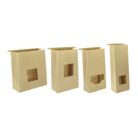 Bolsa SOS Kraft con Cierre y Ventana 12+6x23,5cm (1000 Uds)
