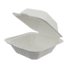 Envase Hamburguesa Caña Azúcar Blanco 152x153x77mm (500 Uds)