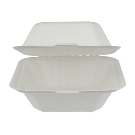 Envase Hamburguesa Caña Azúcar Blanco 152x153x77mm (500 Uds)