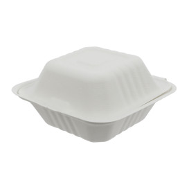 Envase Hamburguesa Caña Azúcar Blanco 152x153x77mm (500 Uds)