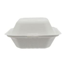 Envase Hamburguesa Caña Azúcar Blanco 152x153x77mm (500 Uds)
