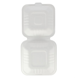 Envase Hamburguesa Caña Azúcar Blanco 152x153x77mm (500 Uds)