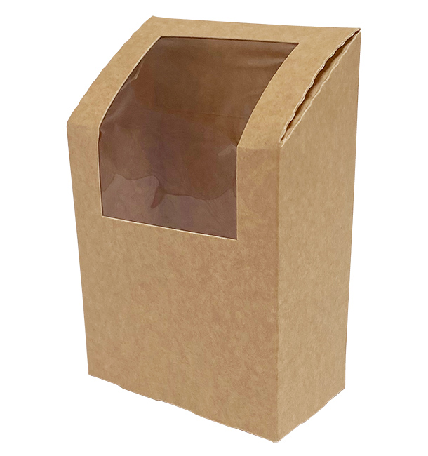 Envase de Cartón Kraft con Ventana para Wrap 90x50x130mm (500 Uds)