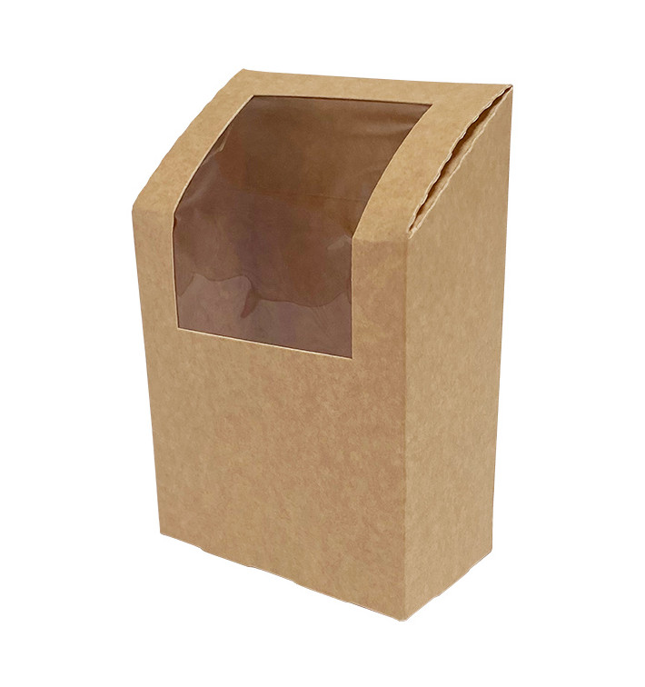 Envase de Cartón Kraft con Ventana para Wrap 90x50x130mm (500 Uds)