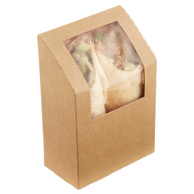 Envase de Cartón Kraft con Ventana para Wrap 90x50x130mm (500 Uds)