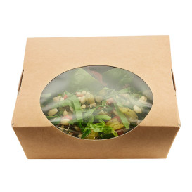 Ensaladera de Cartón Kraft con Ventana 500ml (250 Uds)