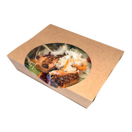 Ensaladera de Cartón Kraft con Ventana 750ml (250 Uds)
