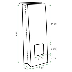Bolsa SOS Kraft con Cierre y Ventana 9+6x26cm (1000 Uds)