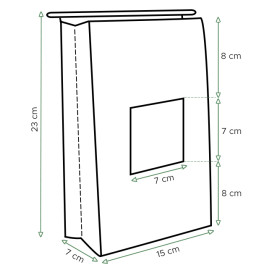 Bolsa SOS Kraft con Cierre y Ventana 15+7x23cm (50 Uds)