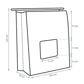 Bolsa SOS Kraft con Cierre y Ventana 20+8x23cm (50 Uds)