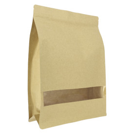 Bolsa StandUp Kraft Autocierre Zip y Ventana 25+10x35cm (50 Uds)