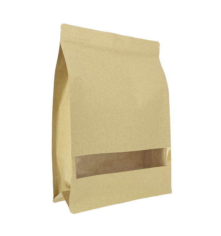 Bolsa StandUp Kraft Autocierre Zip y Ventana 25+10x35cm (250 Uds)