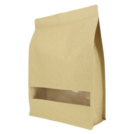 Bolsa StandUp Kraft Autocierre Zip y Ventana 25+10x35cm (250 Uds)