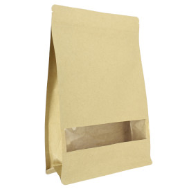 Bolsa StandUp Kraft Autocierre Zip y Ventana 20+8x30cm (50 Uds)
