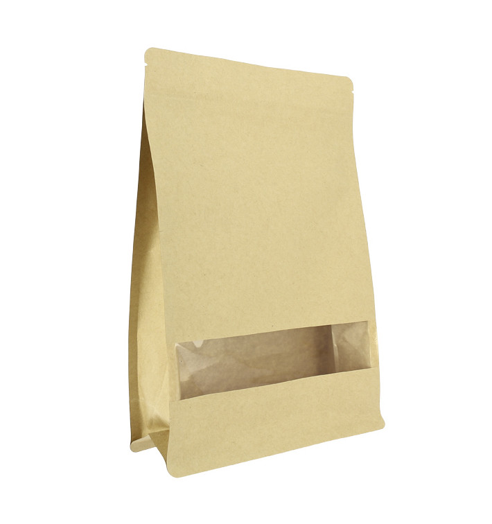 Bolsa StandUp Kraft Autocierre Zip y Ventana 20+8x30cm (50 Uds)