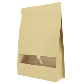 Bolsa StandUp Kraft Autocierre Zip y Ventana 20+8x30cm (50 Uds)