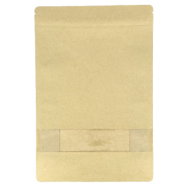 Bolsa StandUp Kraft Autocierre Zip y Ventana 20+8x30cm (50 Uds)