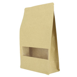 Bolsa StandUp Kraft Autocierre Zip y Ventana 16+8x26cm (50 Uds)