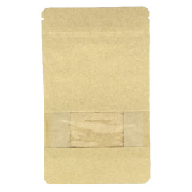 Bolsa StandUp Kraft Autocierre Zip y Ventana 12+6x20cm (1000 Uds)