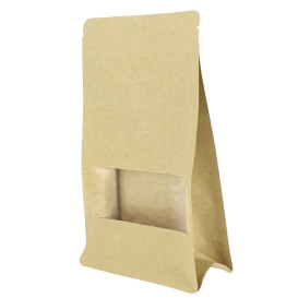 Bolsa StandUp Kraft Autocierre Zip y Ventana 12+6x20cm (50 Uds)