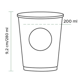 Vaso Cartón Eco. BioWare PLA 9 Oz/280ml Ø8,0cm (1.000 Uds)