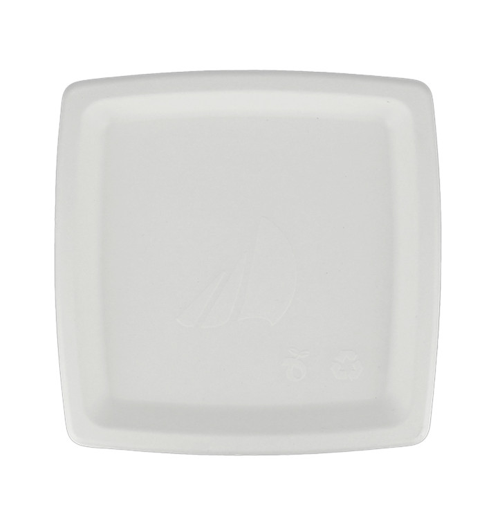 Plato Cuadrado Caña de Azucar Blanco 170mm (1000 Uds)