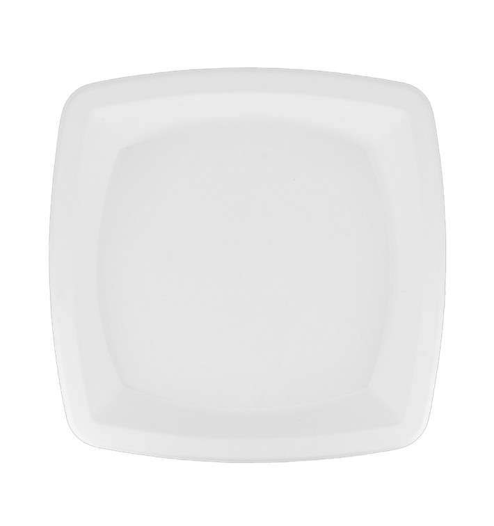 Plato Cuadrado Caña de Azucar Blanco 250mm (125 Uds)