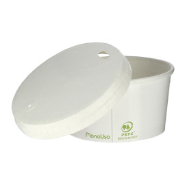 Tapa Travel con Agujero de Papel Blanca Ø8cm (100 Uds) 