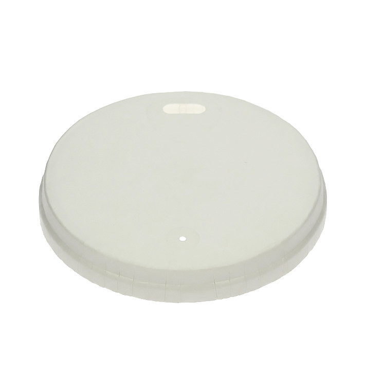 Tapa Travel con Agujero de Papel Blanca Ø8cm (100 Uds) 